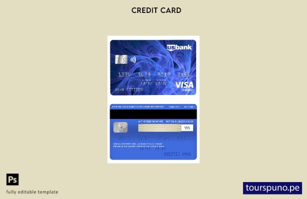 lista para imprimir plantilla de tarjeta clásica de visa bancaria de EE. UU.